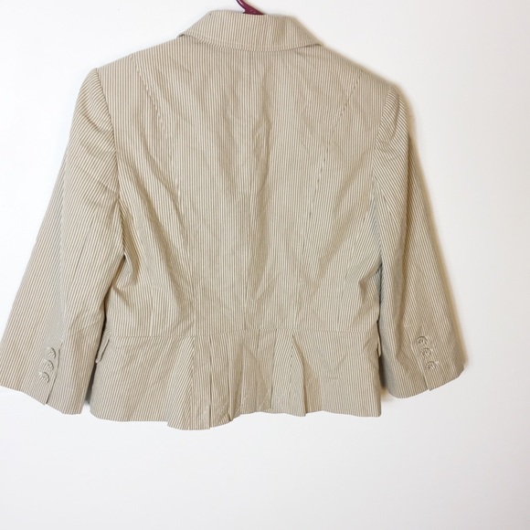 Loft Cream Stripped Classic Three Button Blazer B5 - Picture 2 of 5